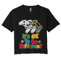 It's Ok To Be Different Autism Awareness Video Gamer  Women's Crop Top Tee