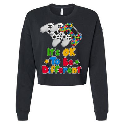 It's Ok To Be Different Autism Awareness Video Gamer  Cropped Pullover Crew