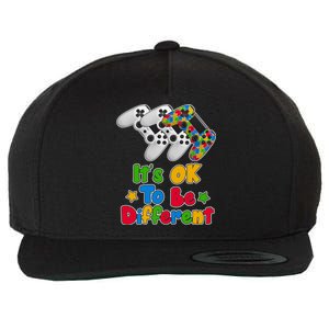 It's Ok To Be Different Autism Awareness Video Gamer  Wool Snapback Cap