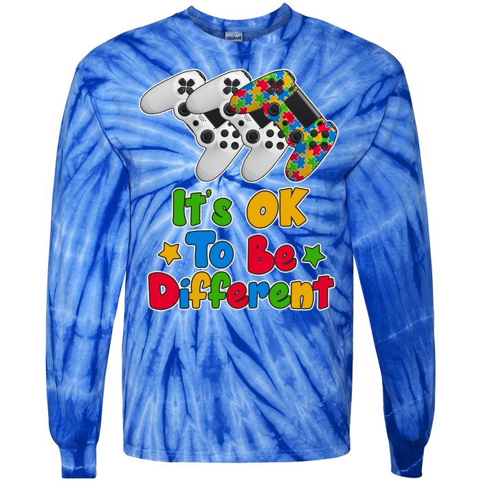 It's Ok To Be Different Autism Awareness Video Gamer  Tie-Dye Long Sleeve Shirt