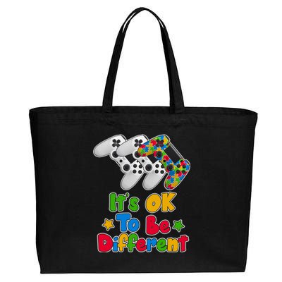 It's Ok To Be Different Autism Awareness Video Gamer  Cotton Canvas Jumbo Tote