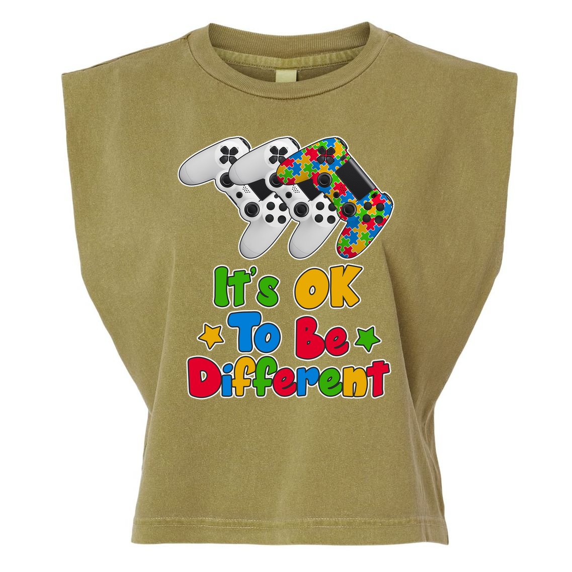 It's Ok To Be Different Autism Awareness Video Gamer  Garment-Dyed Women's Muscle Tee