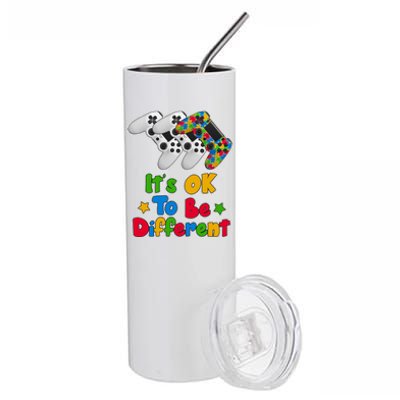 It's Ok To Be Different Autism Awareness Video Gamer  Stainless Steel Tumbler