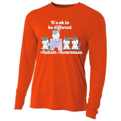 It's Ok To Be Different Autism Unicorn Puzzle Cooling Performance Long Sleeve Crew