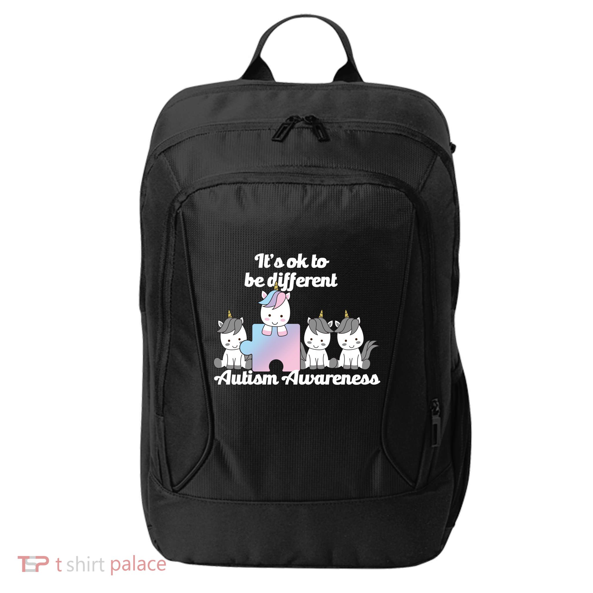 It's Ok To Be Different Autism Unicorn Puzzle City Backpack