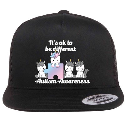 It's Ok To Be Different Autism Unicorn Puzzle Flatbill Hat