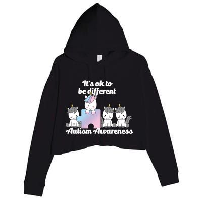 It's Ok To Be Different Autism Unicorn Puzzle Crop Fleece Hoodie