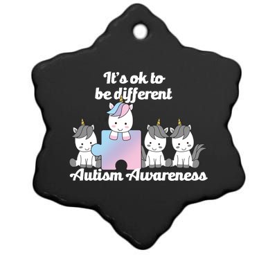 It's Ok To Be Different Autism Unicorn Puzzle Ceramic Star Ornament