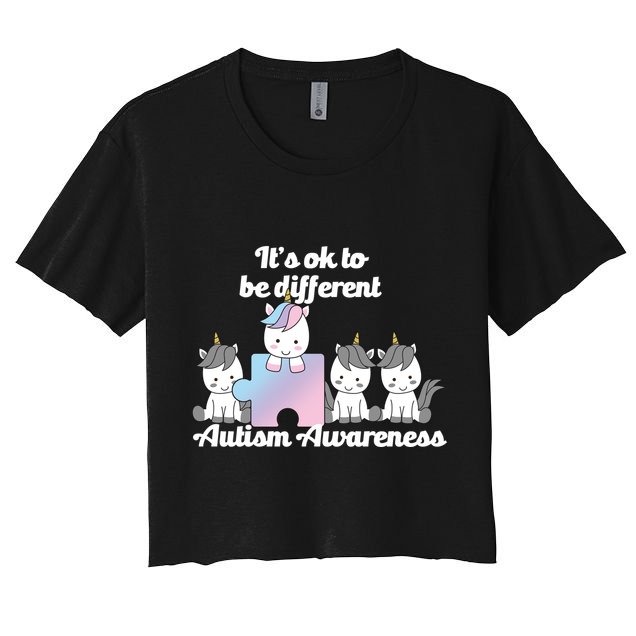 It's Ok To Be Different Autism Unicorn Puzzle Crop Top