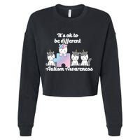 It's Ok To Be Different Autism Unicorn Puzzle Cropped Pullover Crew