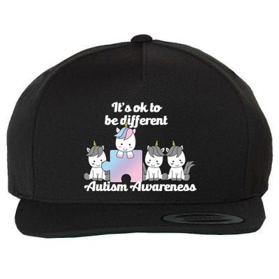 It's Ok To Be Different Autism Unicorn Puzzle Wool Snapback Cap