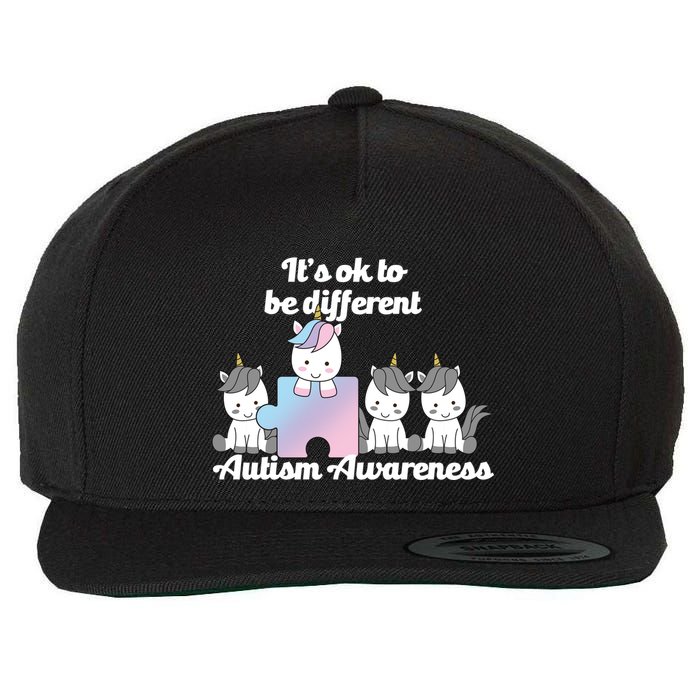 It's Ok To Be Different Autism Unicorn Puzzle Wool Snapback Cap