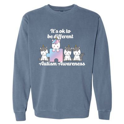 It's Ok To Be Different Autism Unicorn Puzzle Garment-Dyed Sweatshirt