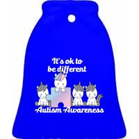 It's Ok To Be Different Autism Unicorn Puzzle Ceramic Bell Ornament