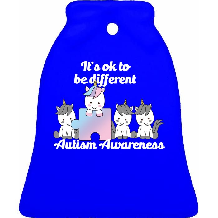 It's Ok To Be Different Autism Unicorn Puzzle Ceramic Bell Ornament