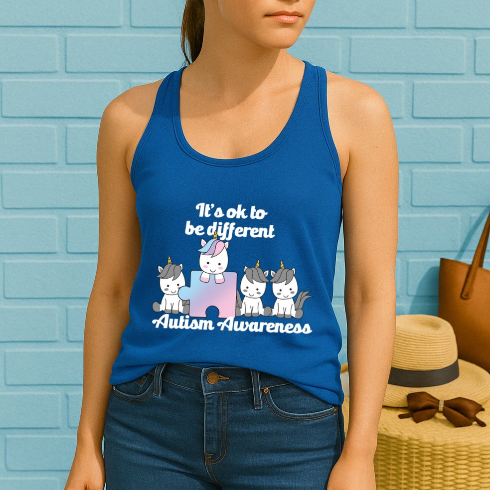 It's Ok To Be Different Autism Unicorn Puzzle Womens Tank Top