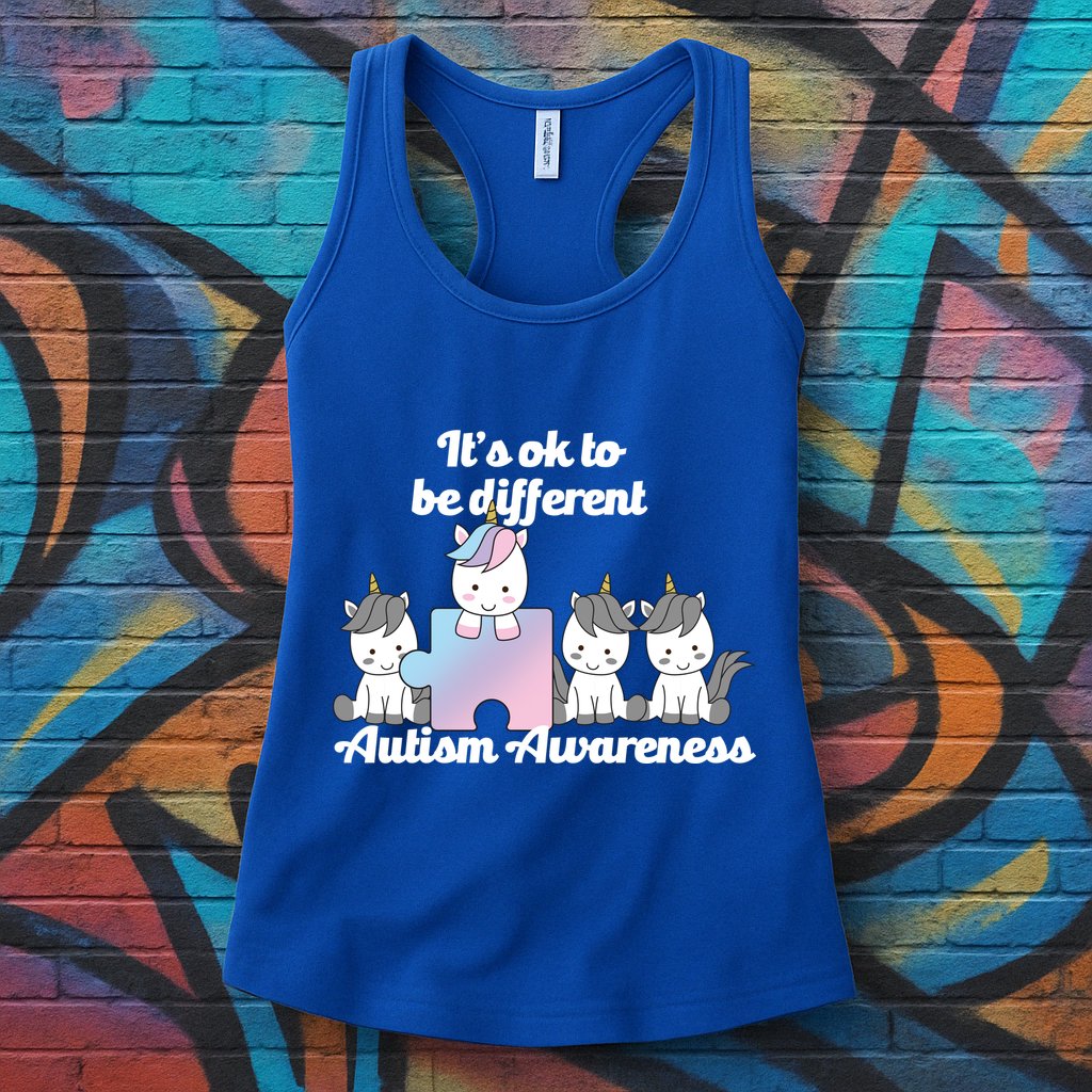 It's Ok To Be Different Autism Unicorn Puzzle Womens Tank Top