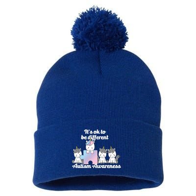 It's Ok To Be Different Autism Unicorn Puzzle Pom Pom 12in Knit Beanie