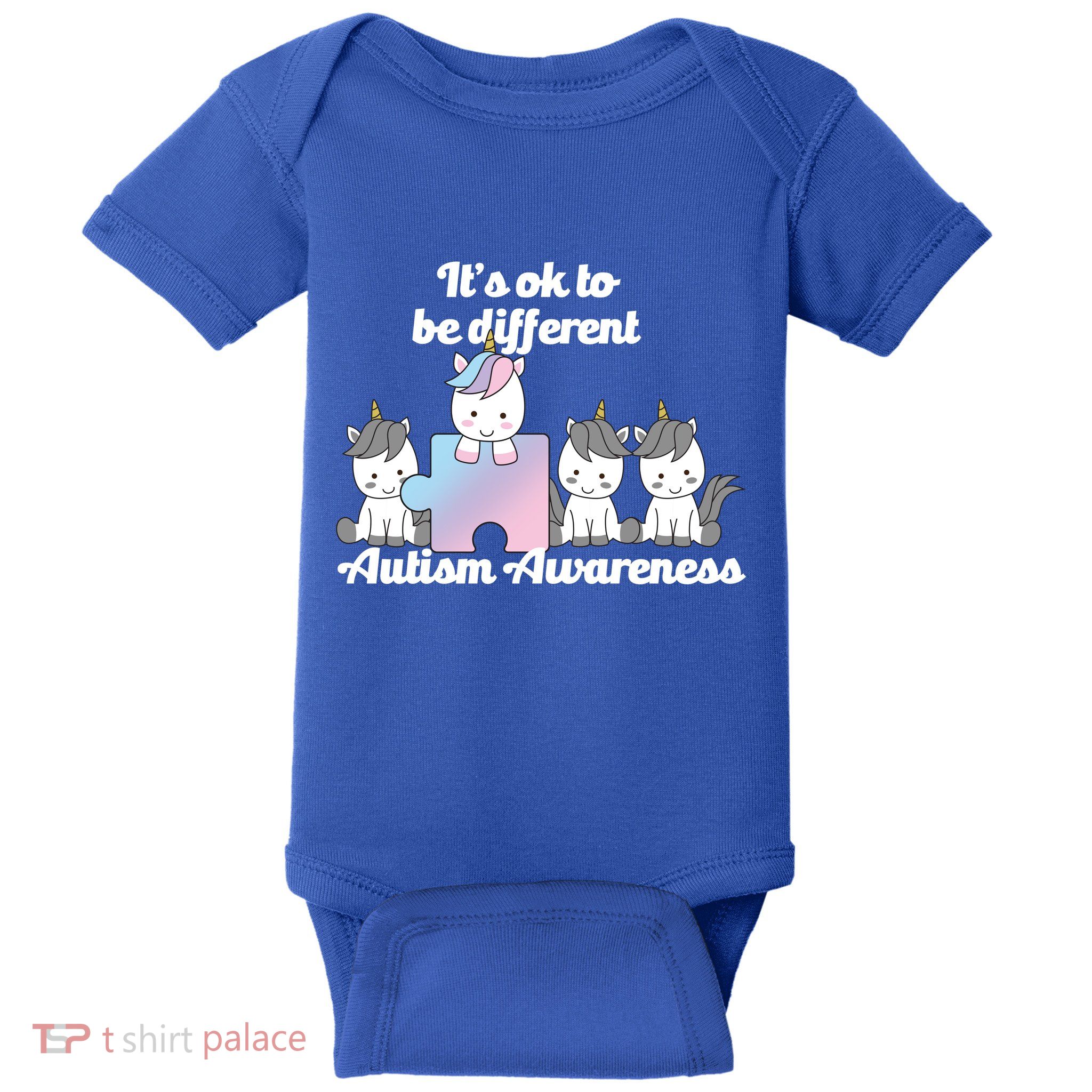 It's Ok To Be Different Autism Unicorn Puzzle Baby Bodysuit
