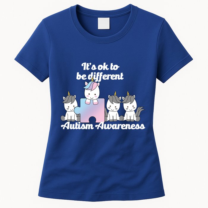 It's Ok To Be Different Autism Unicorn Puzzle Womens T-Shirt