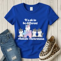 It's Ok To Be Different Autism Unicorn Puzzle Womens T-Shirt