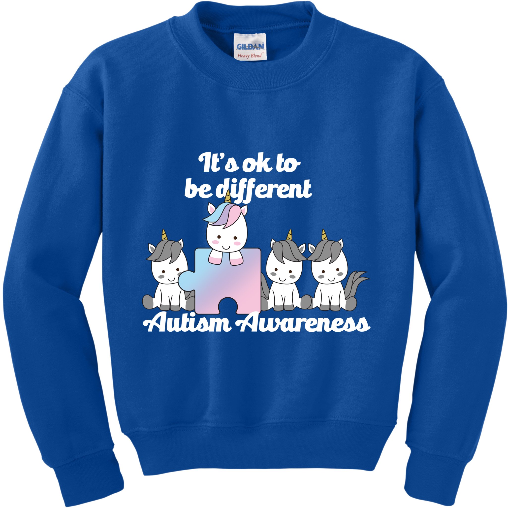It's Ok To Be Different Autism Unicorn Puzzle Kids Sweatshirt
