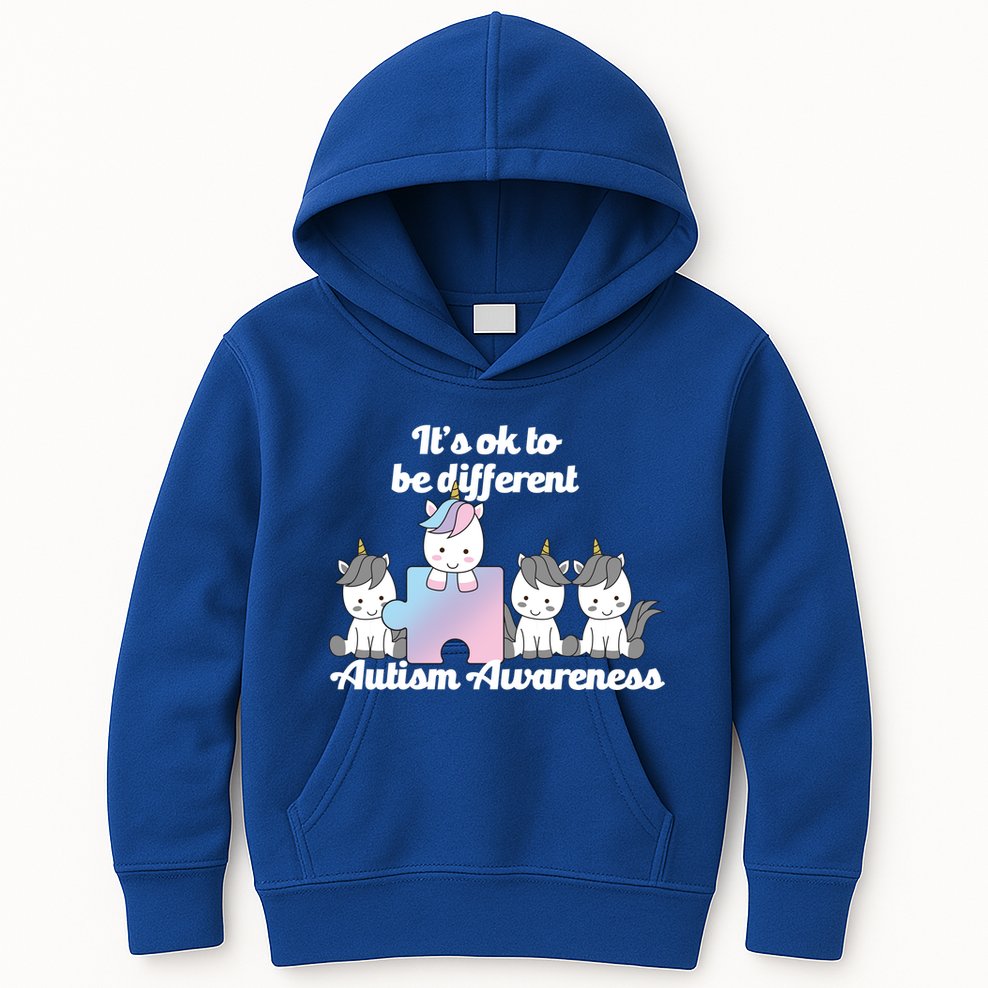 It's Ok To Be Different Autism Unicorn Puzzle Kids Hoodie