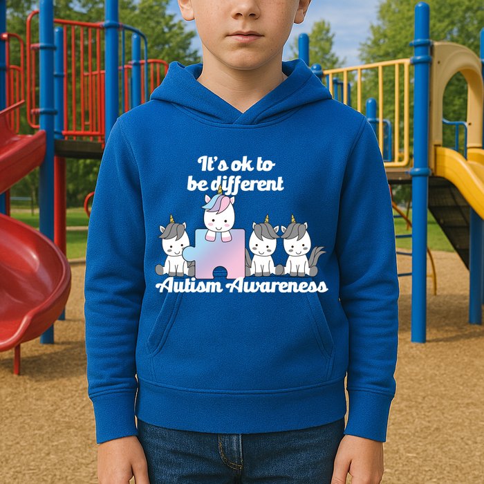 It's Ok To Be Different Autism Unicorn Puzzle Kids Hoodie