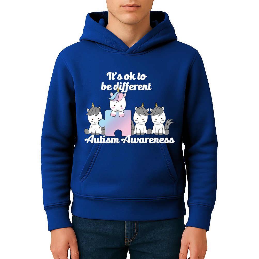 It's Ok To Be Different Autism Unicorn Puzzle Kids Hoodie