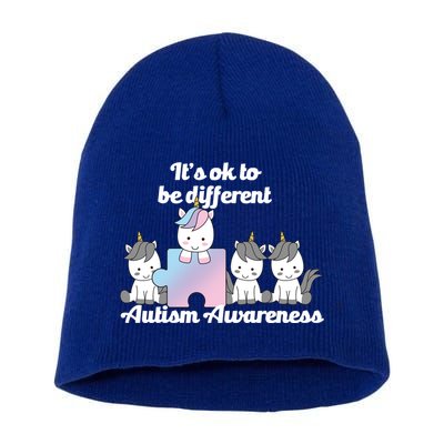 It's Ok To Be Different Autism Unicorn Puzzle Short Acrylic Beanie