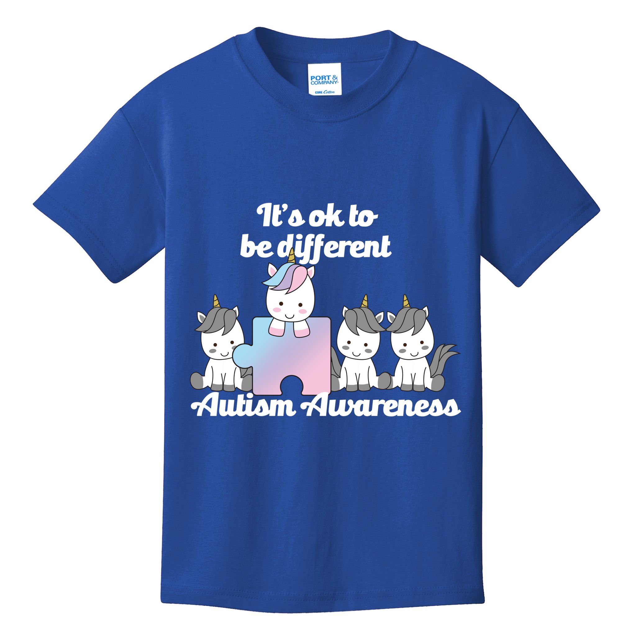 It's Ok To Be Different Autism Unicorn Puzzle Kids T-Shirt