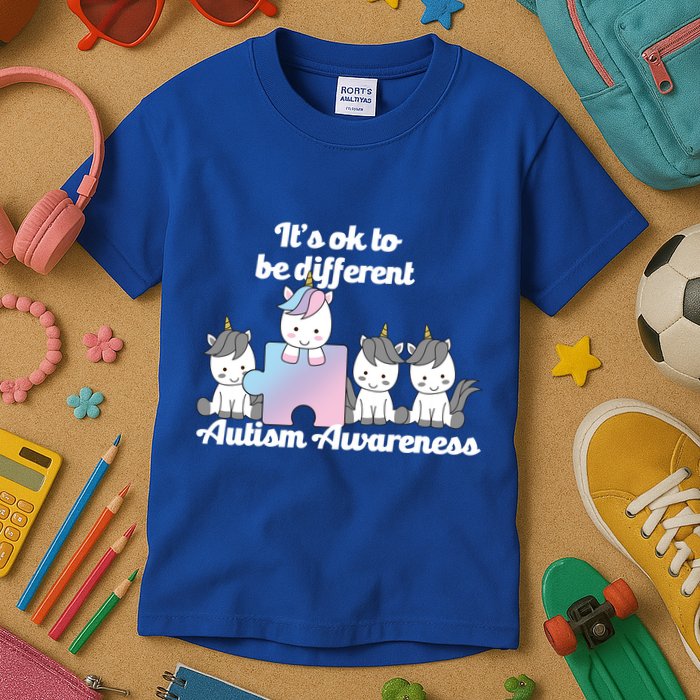 It's Ok To Be Different Autism Unicorn Puzzle Kids T-Shirt