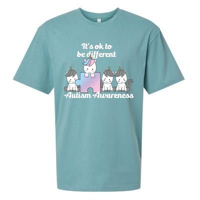 It's Ok To Be Different Autism Unicorn Puzzle Sueded Cloud Jersey T-Shirt