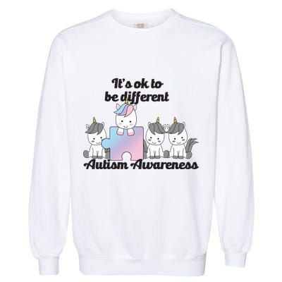 It's Ok To Be Different Autism Unicorn Puzzle Garment-Dyed Sweatshirt