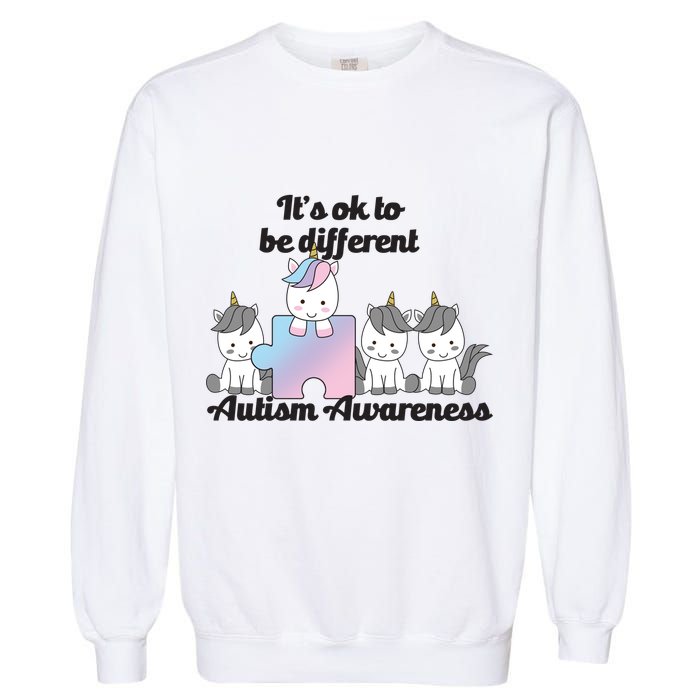 It's Ok To Be Different Autism Unicorn Puzzle Garment-Dyed Sweatshirt