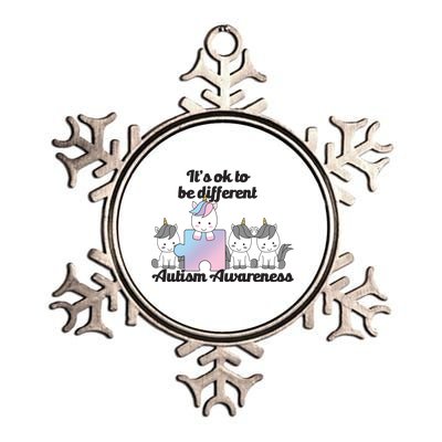 It's Ok To Be Different Autism Unicorn Puzzle Metallic Star Ornament