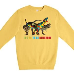 It's Ok To Be Different Dinosaur Autism Awareness Premium Crewneck Sweatshirt