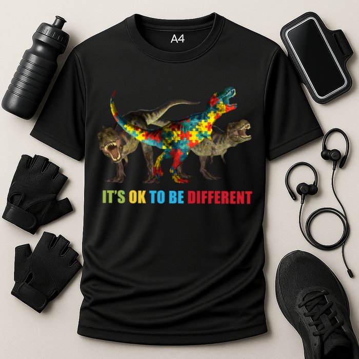 It's Ok To Be Different Dinosaur Autism Awareness Performance Shirt