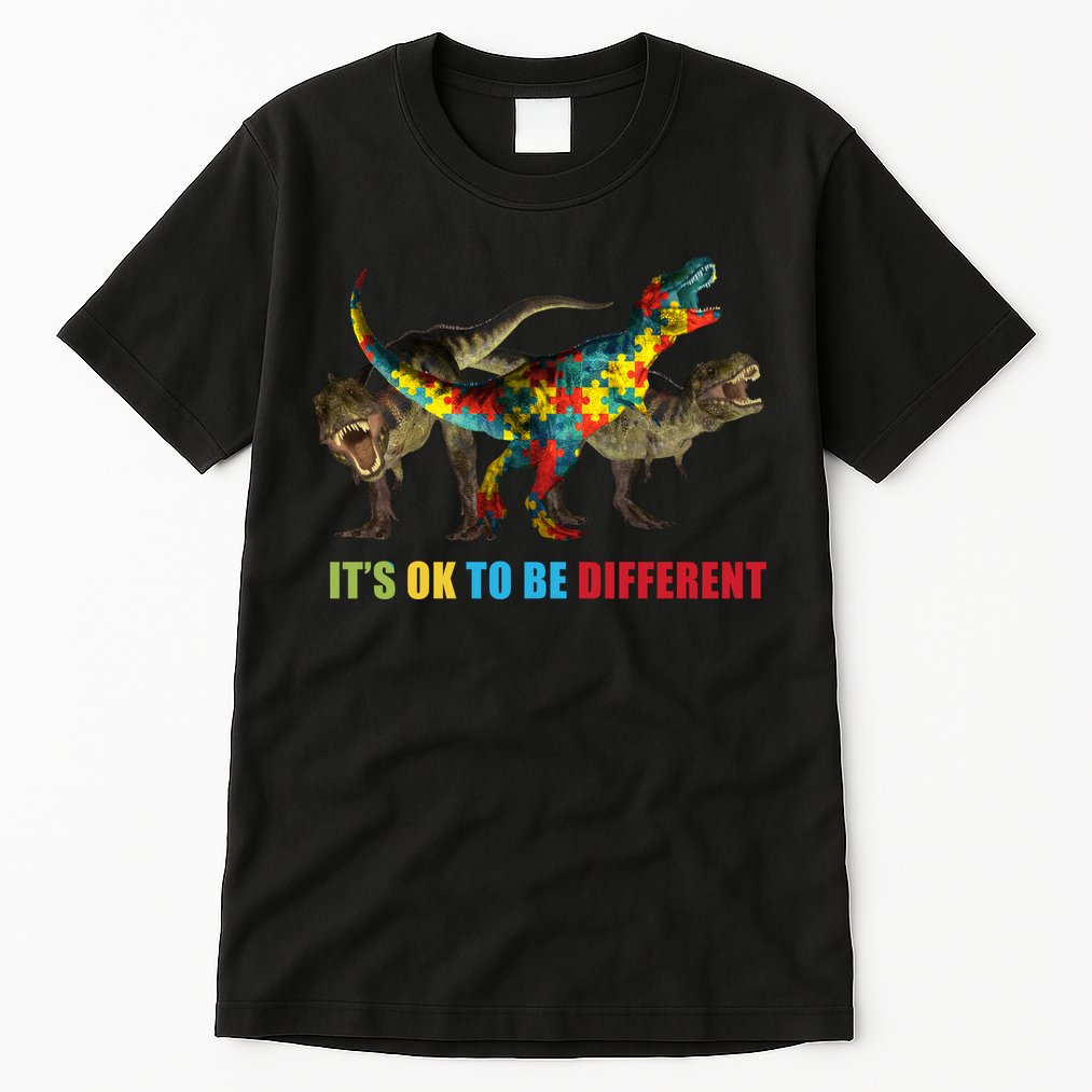 It's Ok To Be Different Dinosaur Autism Awareness Tall T-Shirt