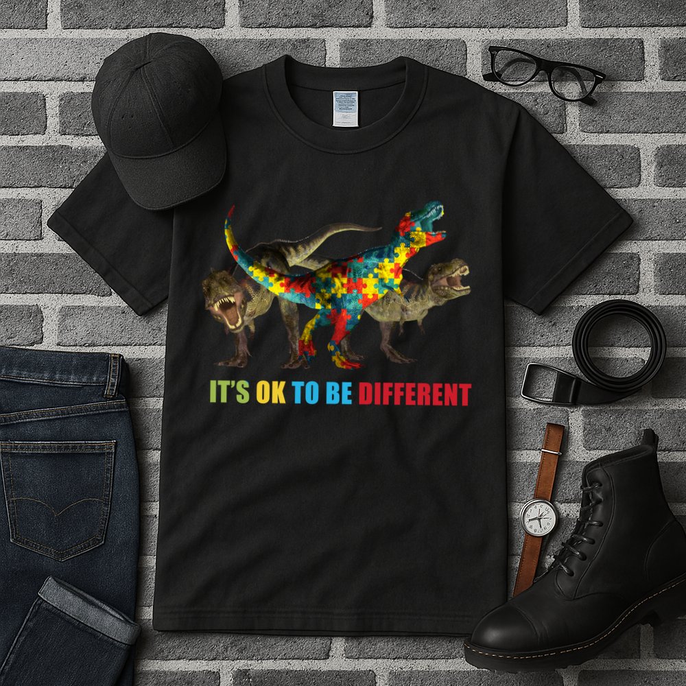 It's Ok To Be Different Dinosaur Autism Awareness Tall T-Shirt