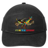 It's Ok To Be Different Dinosaur Autism Awareness 7-Panel Snapback Hat