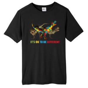 It's Ok To Be Different Dinosaur Autism Awareness Tall Fusion ChromaSoft Performance T-Shirt