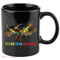 It's Ok To Be Different Dinosaur Autism Awareness 11oz C Handle Ceramic Mug