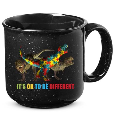 It's Ok To Be Different Dinosaur Autism Awareness 15oz Campfire Ceramic Mug