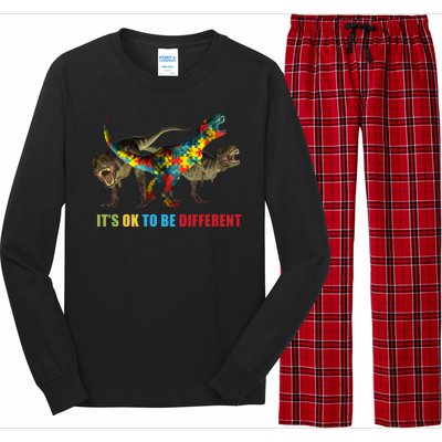 It's Ok To Be Different Dinosaur Autism Awareness Long Sleeve Pajama Set