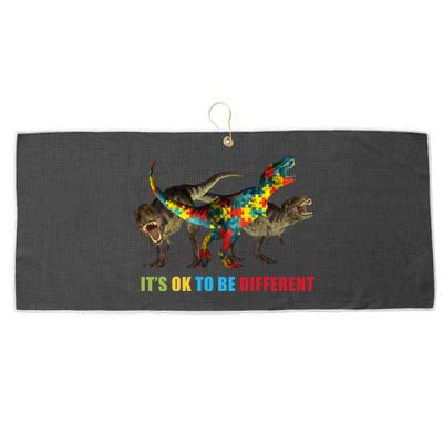 It's Ok To Be Different Dinosaur Autism Awareness Large Microfiber Waffle Golf Towel