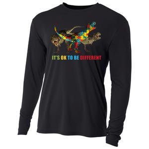 It's Ok To Be Different Dinosaur Autism Awareness Cooling Performance Long Sleeve Crew