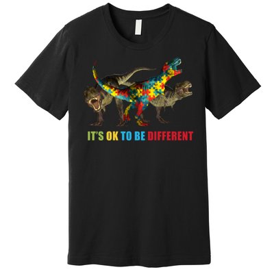 It's Ok To Be Different Dinosaur Autism Awareness Premium T-Shirt