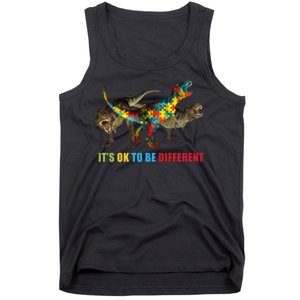 It's Ok To Be Different Dinosaur Autism Awareness Tank Top