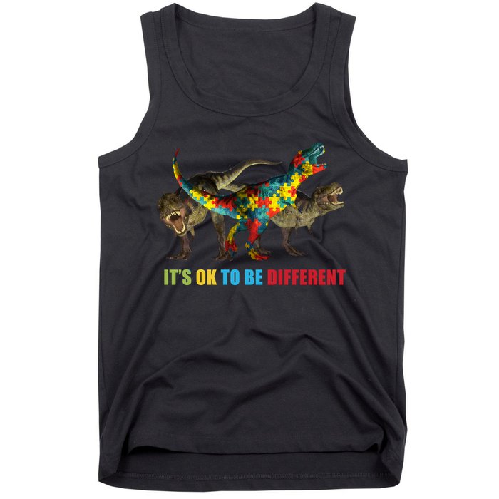 It's Ok To Be Different Dinosaur Autism Awareness Tank Top
